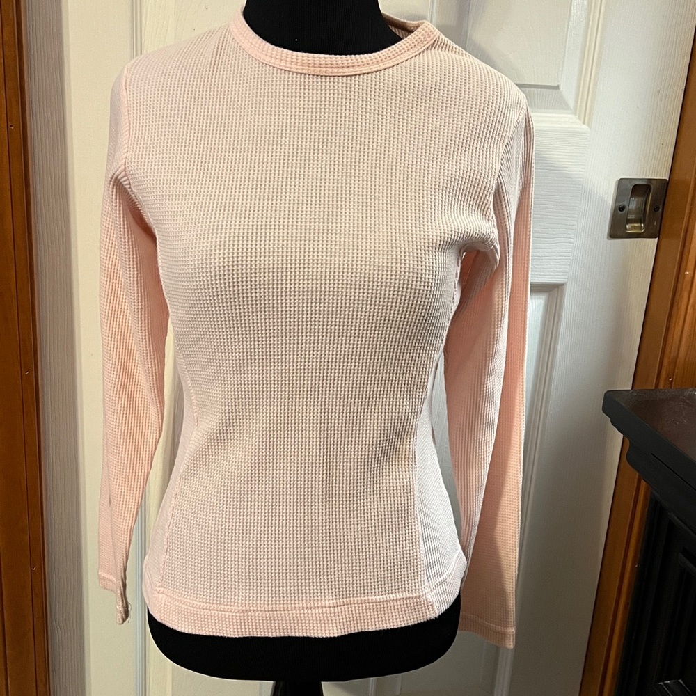 Pink Waffle Knit Long Sleeve Top